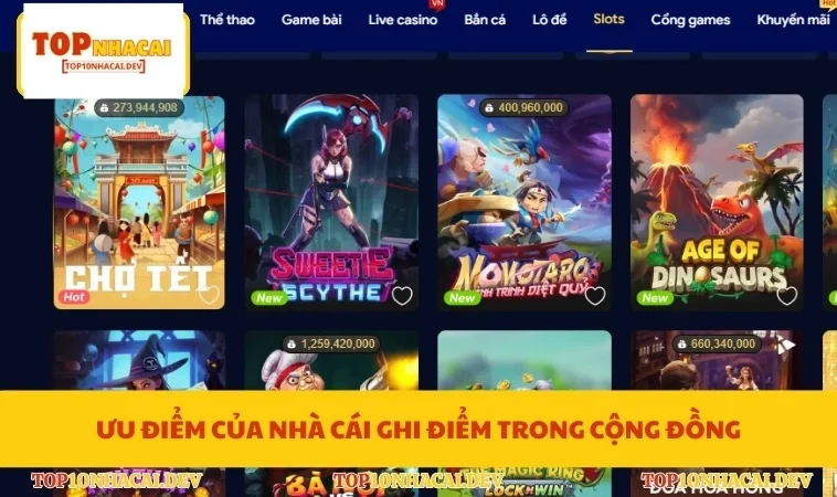 Ưu điểm của nhà cái ghi điểm trong cộng đồng